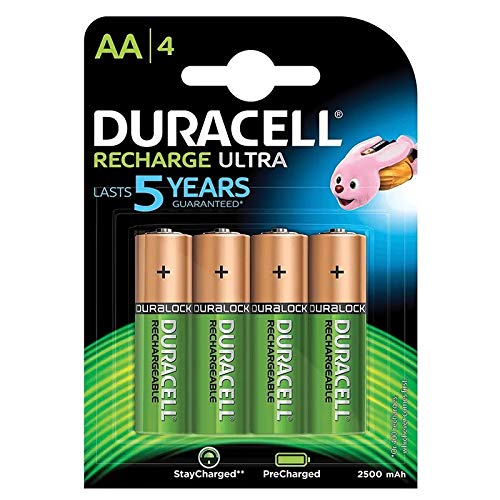 Duracell 2500mAh Pre Charged Rechargeable AA Batteries, Total 4 Cell