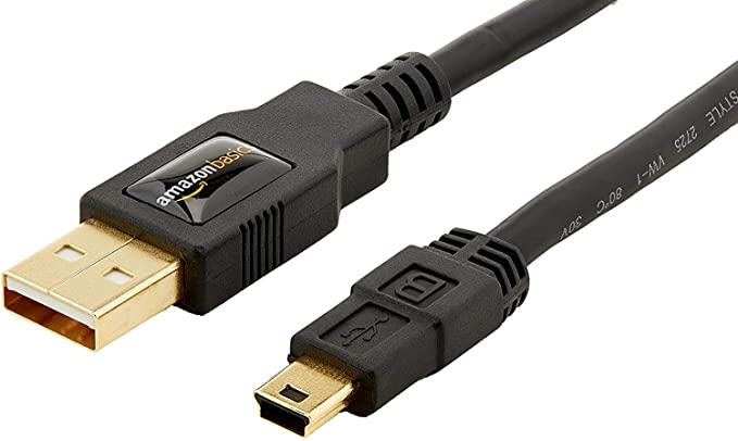 खुला बॉक्स, अप्रयुक्त AmazonBasics USB 2.0 केबल - A-पुरुष से मिनी-B - 6 फीट (1.8 मीटर), काला