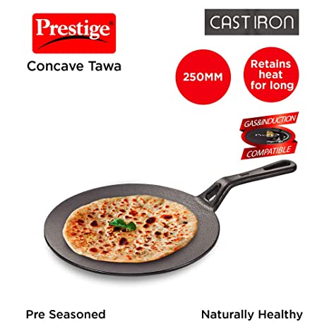 Prestige Cast Iron Cookware - Concave Tawa, 250 mm