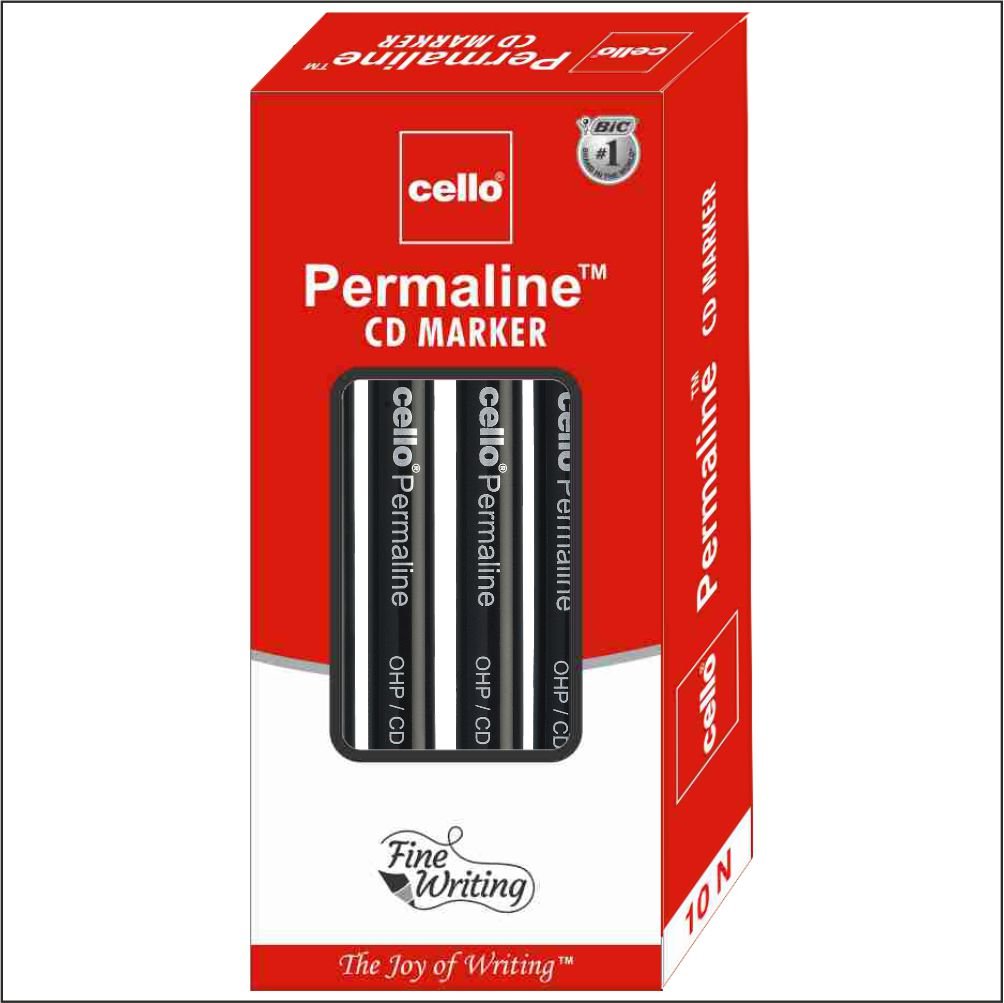 Cello Permaline Permanent Marker Pack of 10 Black