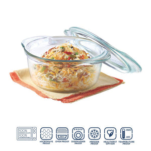 Borosil IH22CA13701 Deep Round Casserole With Flat 1.75 L Pack of 6