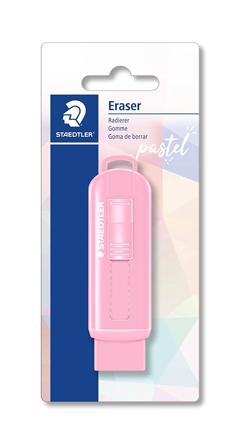 Detec™ Staedtler 525 PS PVC-Free Eraser with Sliding Plastic Sleeve in Blistercard Containing 1 Eraser in Any of 4 Assorted Pastel Colours Pack of 10