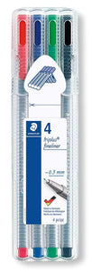Detec™ Staedtler 334 SB4 Triplus Fineliner Pen - Pack of 4 (Multicolor)