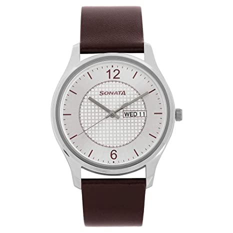 Sonata Analog Silver Dial Men's Watch 77082SL02