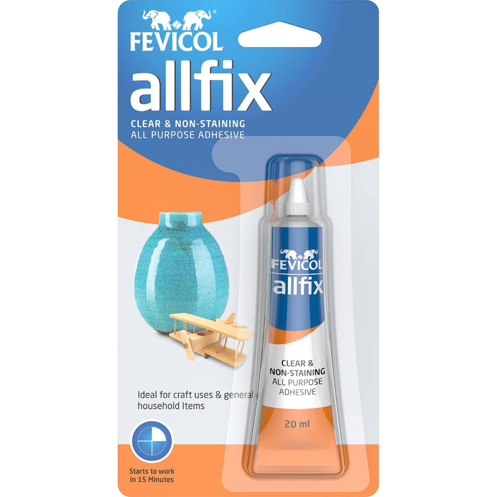 Pidilite Multi Purpose Allfix Clear & Non-Staining Adhesive 20ml Pack of 12