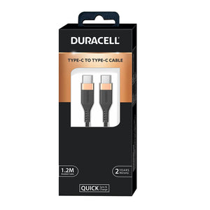 Open Box, Unused Duracell Type C To Type C 1.2M braided Sync & Charge Cable