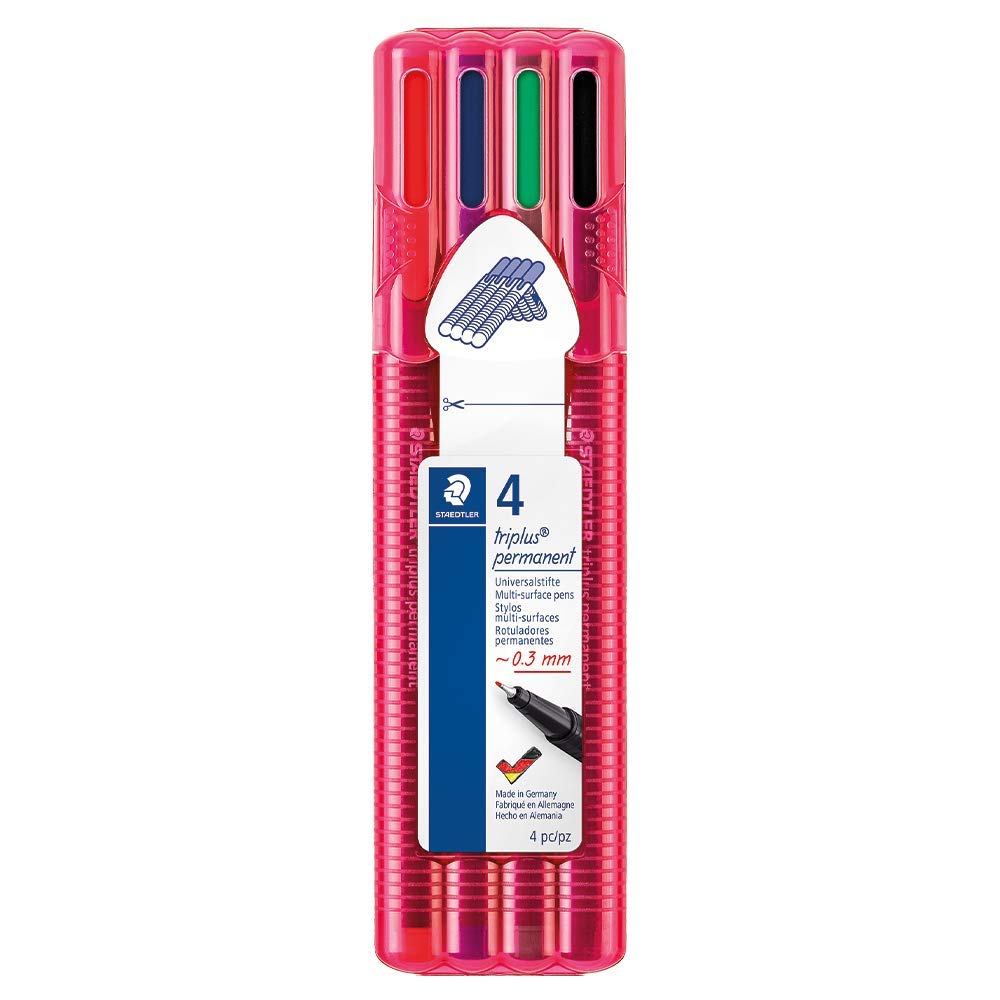 Detec™ Staedtler Triplus Permanent Pen Set - Pack of 4 (Multicolor)