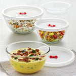 Load image into Gallery viewer, Borosil IH22MBN6913 Set / 3 Mxg Bowls With Lid 500 ml + 900 ml + 1.3 L Pack of 4
