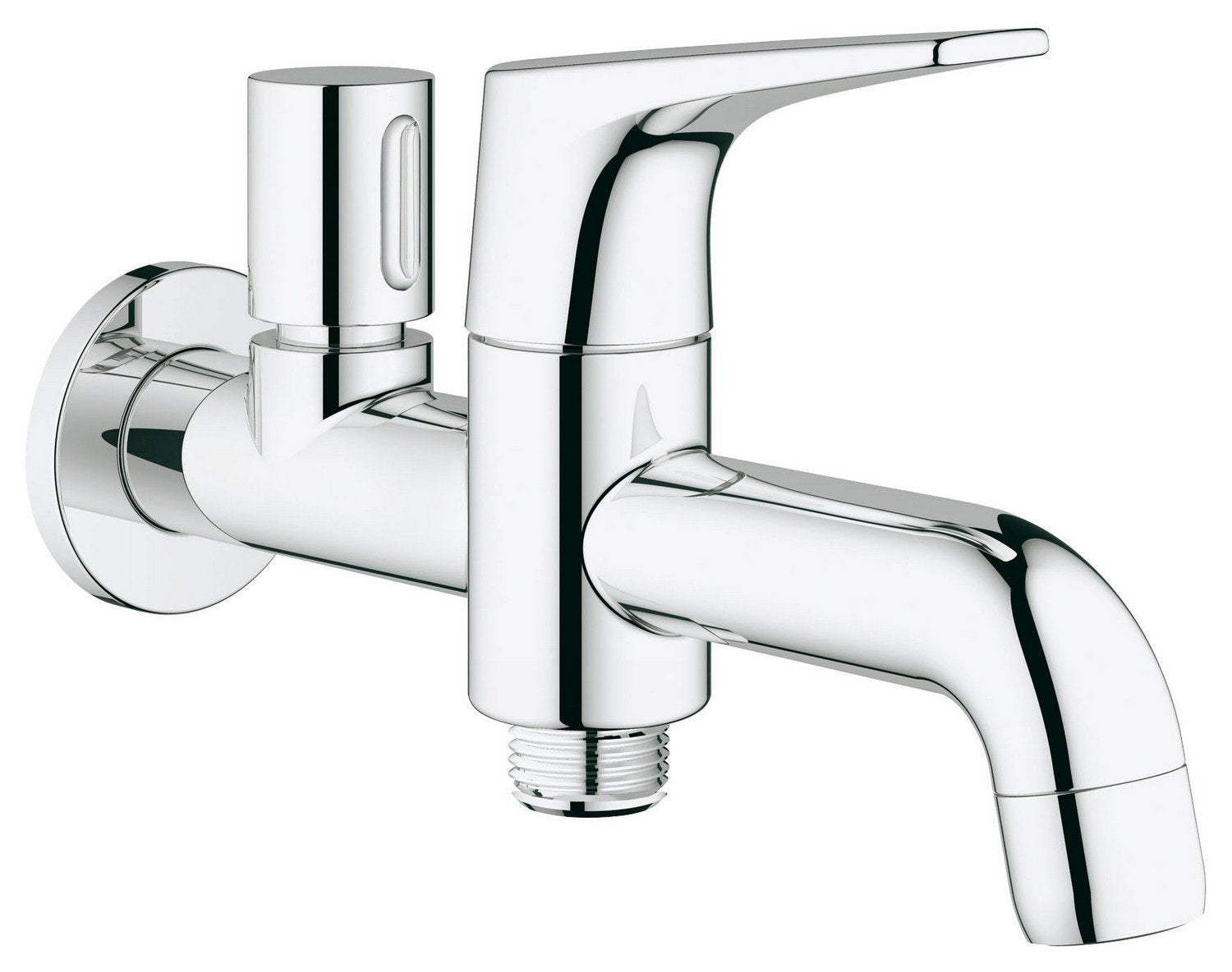 Grohe Bau Flow Bib Tap 2 In 1 Silver, Chrome Finish