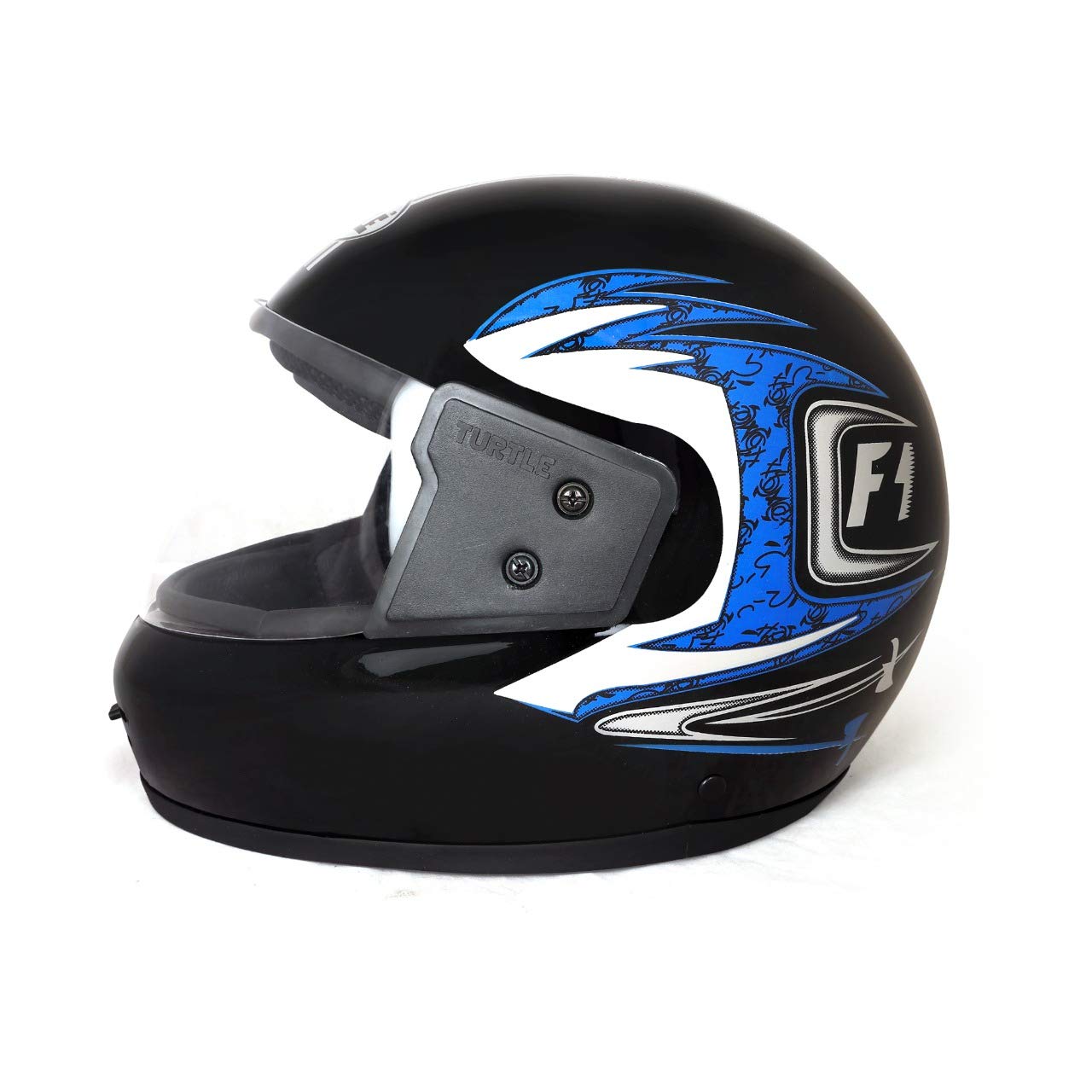 Detec™ Turtle F1 Chrome Full Face Helmet (Black, Medium)