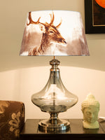 Load image into Gallery viewer, Detec Delicea Blue Luster Metal &amp; Glass Table Lamp
