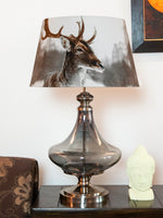 Load image into Gallery viewer, Detec Delicea Blue Luster Metal &amp; Glass Table Lamp
