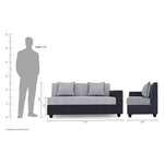 Load image into Gallery viewer, Detec™Comoros Plus Fabric 6 Seater Finish Color Black Grey Sofa Set
