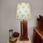 Load image into Gallery viewer, Elegant Brown Wooden Table Lamp with Yellow Printed Fabric Lampshade
