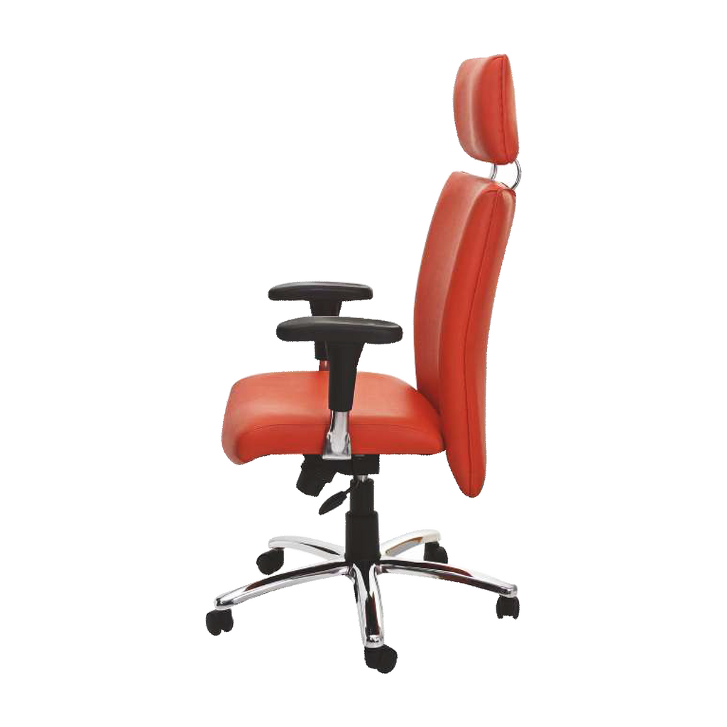 Detec™ Executive High Back Chair sincrotilt mechanism adjustable crome top PU arms Hydraulic crome base