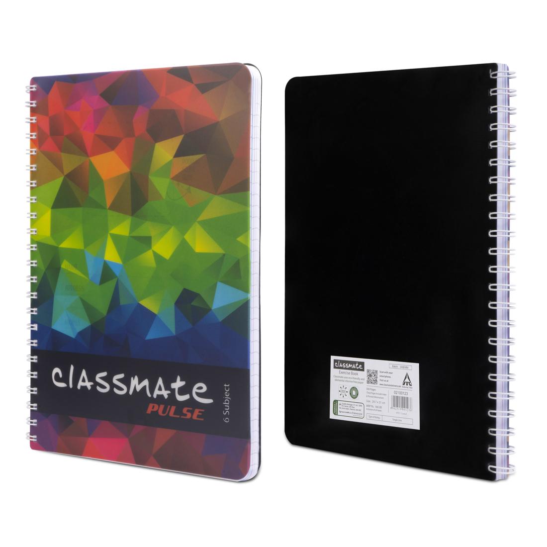 Classmate Pulse 6 Subject, 29.7 cm x 21.0 cm, 300 pages, Single Line, Spiral (Pack of 2)
