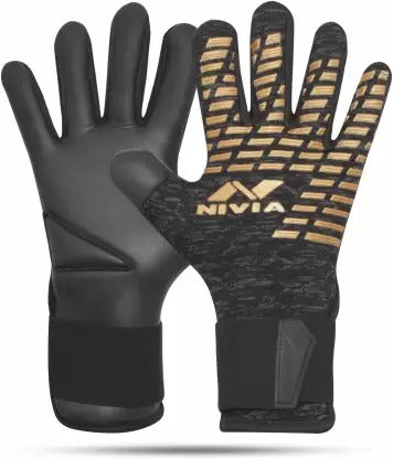 Open Box Unused Nivia Ashtang Goalkeeping Gloves Black Gold
