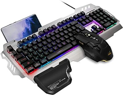Gaming Keyboard And Mouse Wired Backlit Rainbow Ergonomic Mechanical