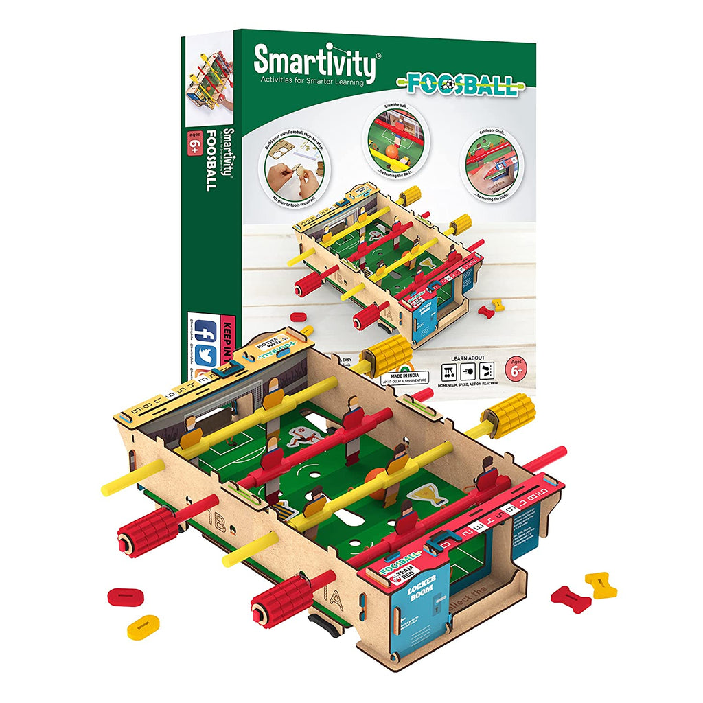 Smartivity DIY Foosball, Mini Football, Soccer Table STEM Educational Fun Toys for Age 6 to 14, Best Birthday Gift Toy for Boys & Girls Age 6-8-10-12, Science & Construction Based Activity Game Pack of 6