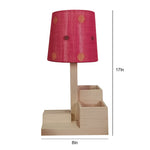 Load image into Gallery viewer, Detec™ Symplify Interio Classic Wooden Table Lamp With Red Printed Fabric Lampshade and Desk Organiser
