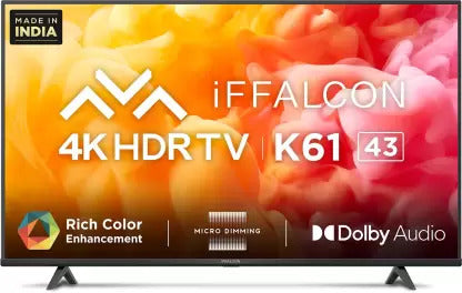 ओपन बॉक्स अप्रयुक्त iFFALCON by TCL K61 108 सेमी 43 इंच अल्ट्रा एचडी 4K एलईडी स्मार्ट एंड्रॉइड टीवी