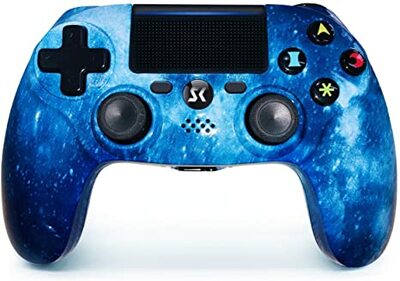 Wireless Controller for PS4 Blue Galaxy Style Dual Vibration High Performance Gaming Controller