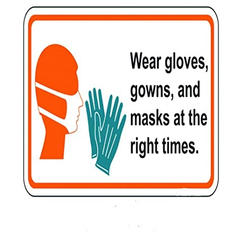 Detec™ Wear Gloves, Gowns And Masks At The Right Times Sign Board