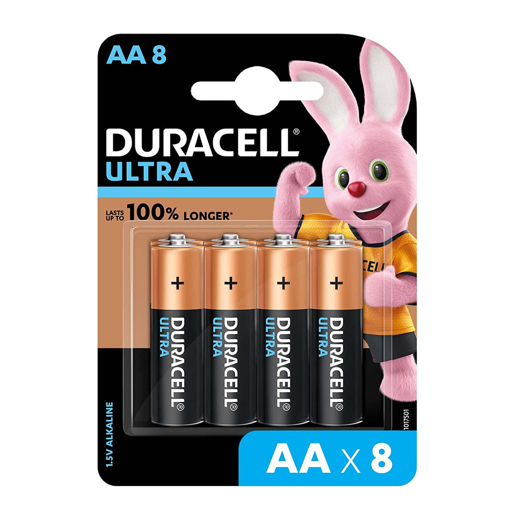 खुला बॉक्स, अप्रयुक्त ड्यूरासेल अल्ट्रा अल्कलाइन एए बैटरी 8 पीसी