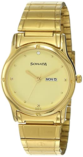 Sonata Classic Analog Gold Dial Men's Watch NL7023YM09