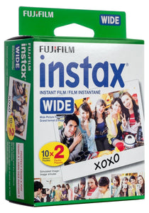 Fujifilm Instax Wide Instant Film, 20 Exposures, White, New Packaging