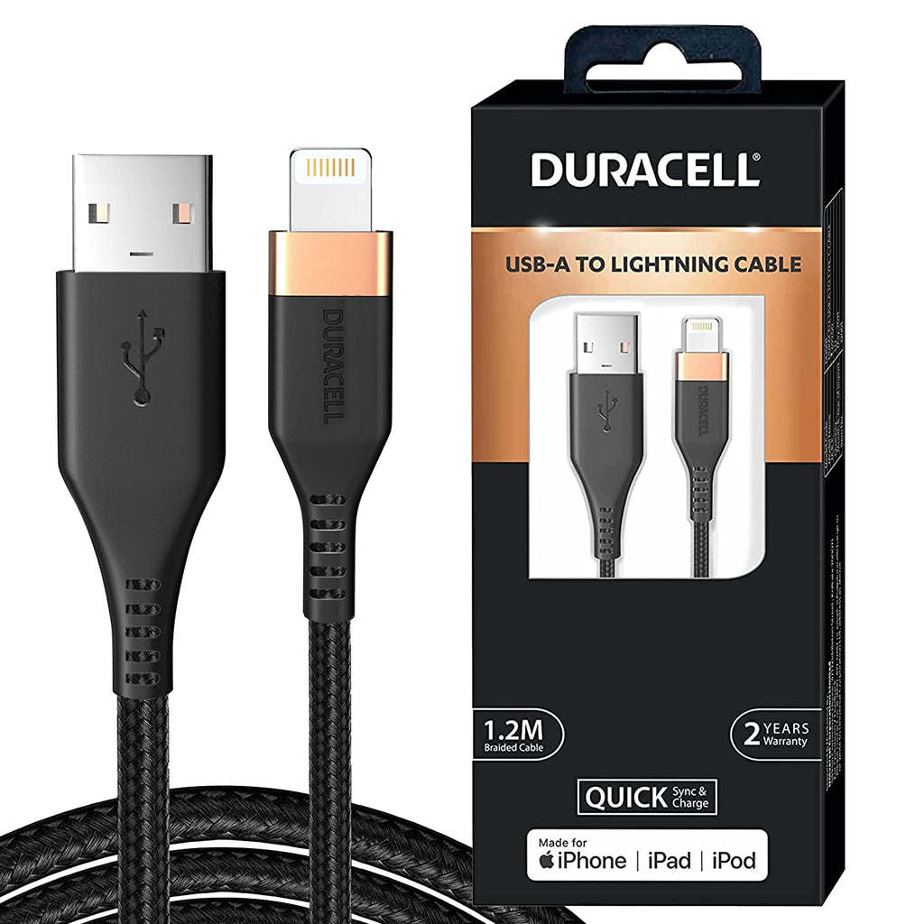Open Box, Unused Duracell USB A To Lightning MFi Certified 1.2M braided Sync & Charge Cable