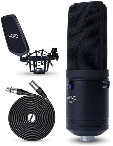 मोवो वीएसएम-7 बड़ा डायाफ्राम मल्टी पैटर्न स्टूडियो कंडेनसर माइक्रोफोन