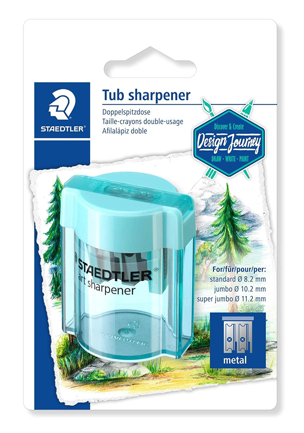 Detec™ Staedtler Design Journey Double Pencil Tub Sharpener (Blue)