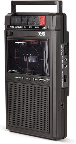 QFX RETRO-39 Shoebox Tape Recorder with USB Player, Black