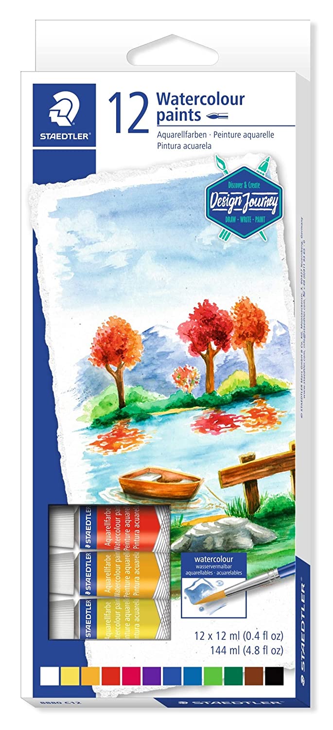 Detec™ Staedtler Aquarell वॉटर कलर पेंट सेट - 12 ट्यूबों का पैक