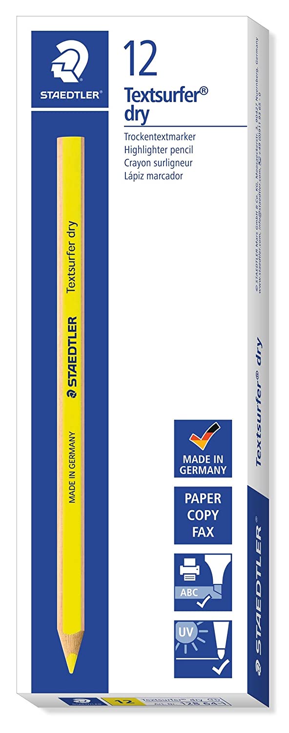 Staedtler Textsurfer Dry Pencil - Yellow (Box of 12) 128 64-1