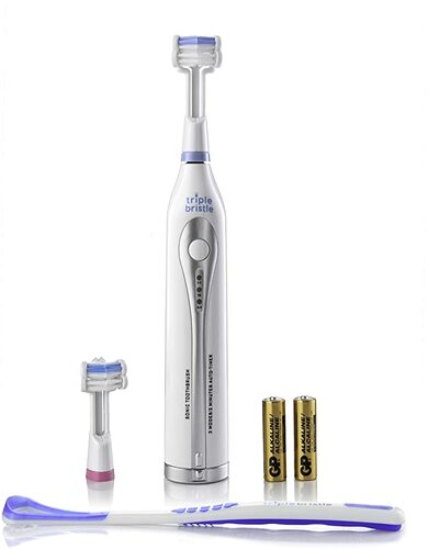 Triple Bristle Go Portable AA Battery Sonic Toothbrush for Travel
