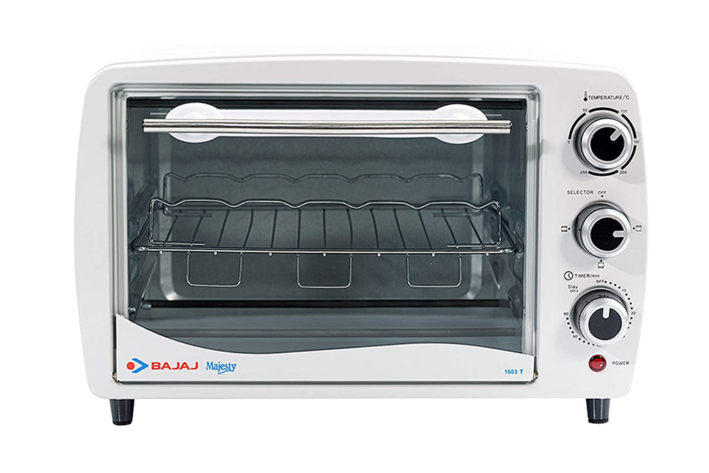 Bajaj Majesty 1603 T 16L Oven Toaster Griller (OTG) with Stainless Steel Body, White