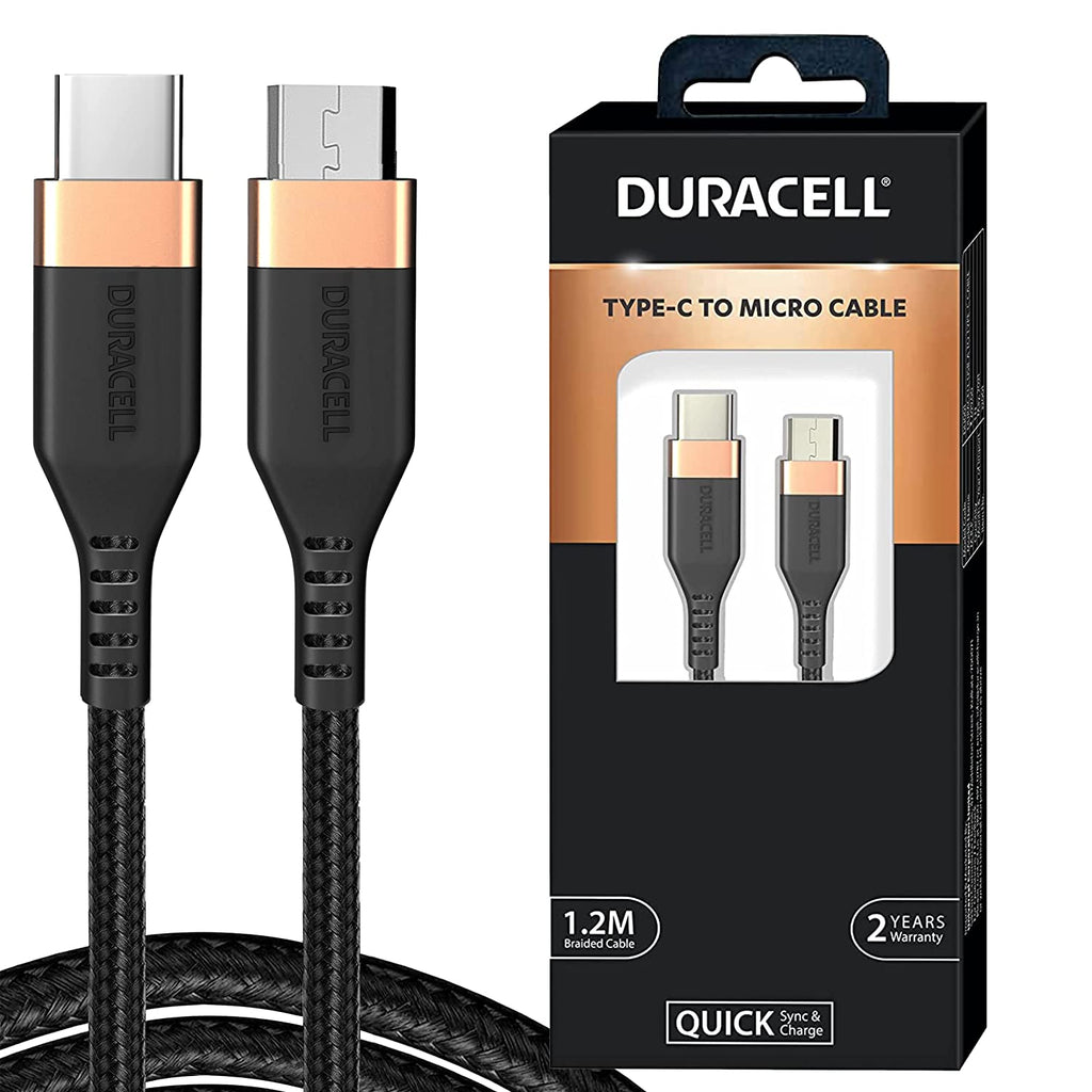 Open Box, Unused Duracell Type C To Micro 1.2M braided Sync & Charge Cable (Pack of 3)