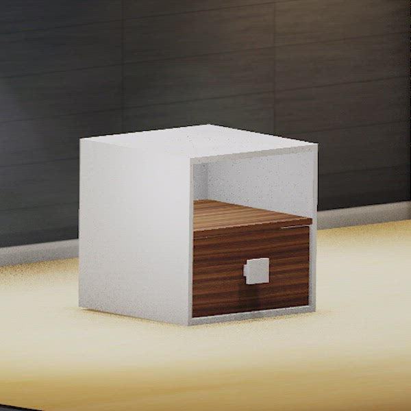 डिटेक™ बेड साइड टेबल - फ्रॉस्टी सफेद रंग