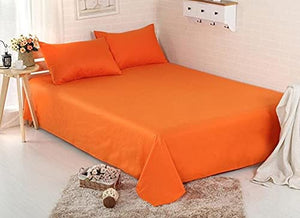 Sleeping Owls Luxury Soft 100% Cotton Plain 210 Tc Super King Bedsheet with 2Pc Pillow Cover-274 cm X274 cm