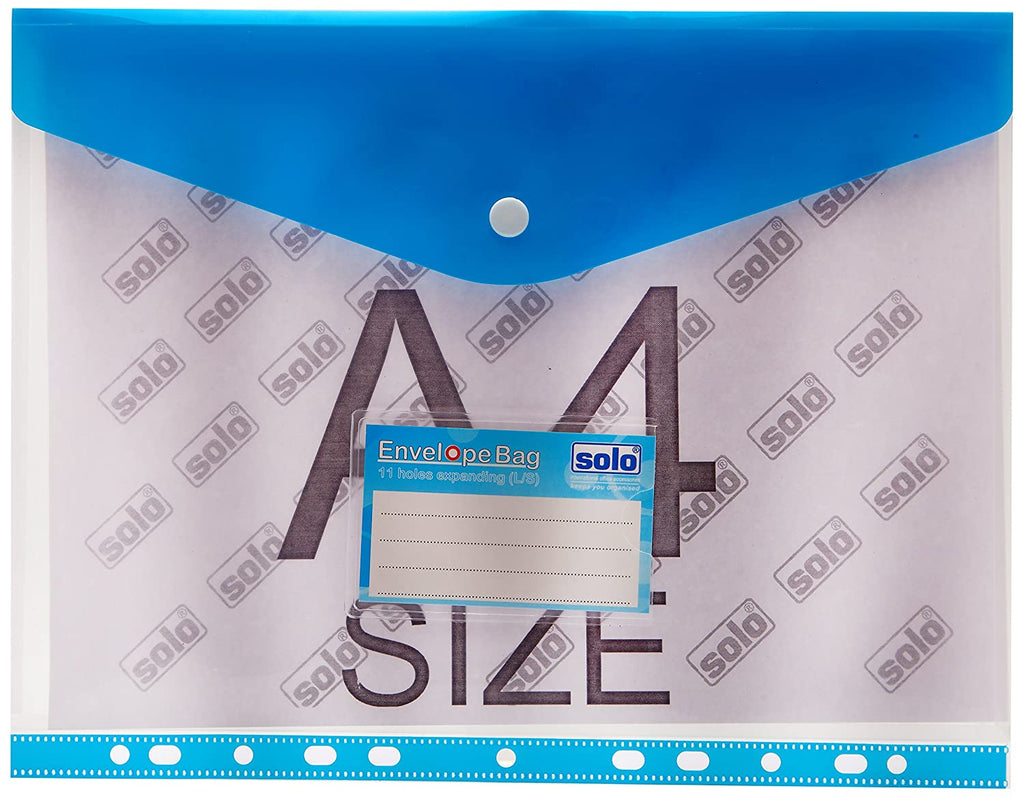 Solo CH203 Envelope Bag With 11 Holes Expanding L/S A4 Transparent Pack of 30