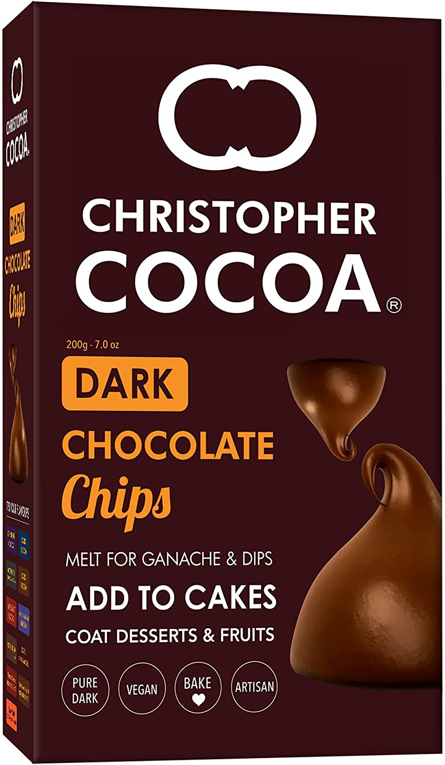 क्रिस्टोफर क्रिस्टोफर कोको डार्क चॉकलेट चिप्स, 200 ग्राम (2 का पैक)