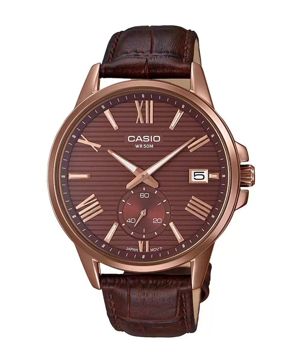 Casio Enticer Men MTP EX100RL 5AVDF A1605 Brown Leather Men's Watch