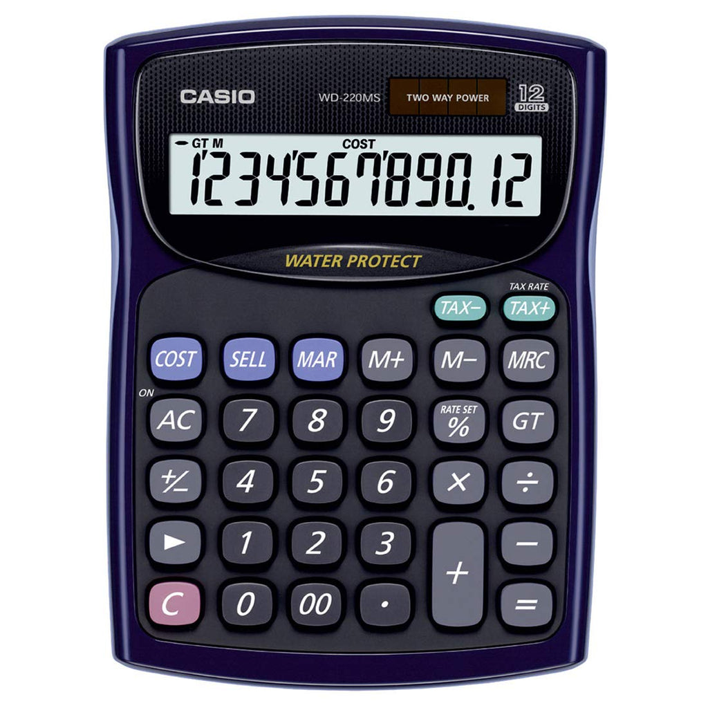Casio WD 220MS BU Desktop Water Protected and Dust Proof Calculator
