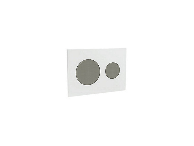 ब्रश निकल में एक्चुएशन बटन के साथ सफेद रंग में कोहलर स्किम फेसप्लेट