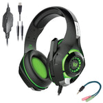 Load image into Gallery viewer, Open Box, Unused Cosmic Byte GS420 Headphones with Mic RGB LED lights and Audio Splitter
