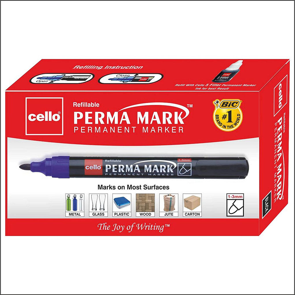 Cello Perma Mark Permanent Marker Pack of 10 Black