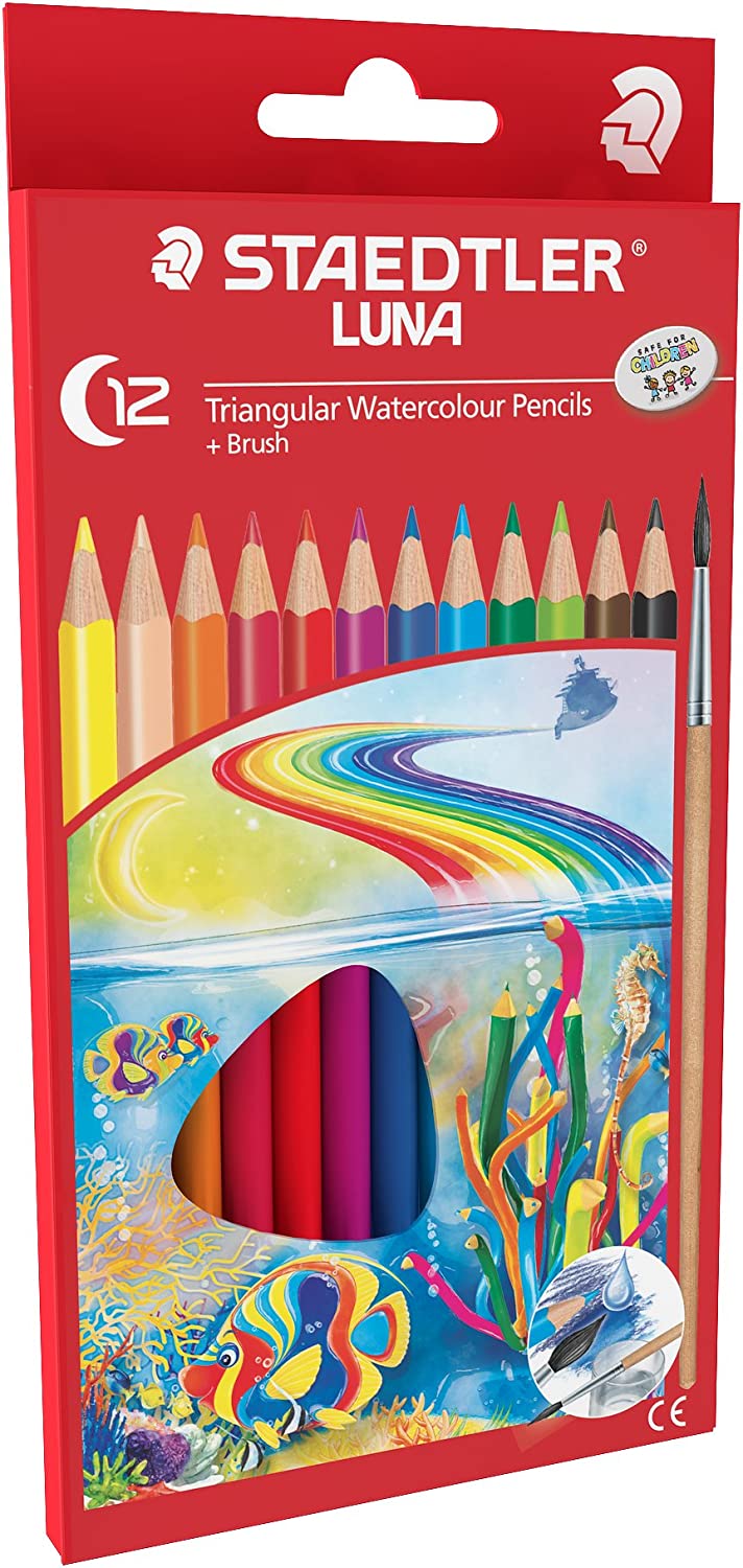 Detec™  Staedtler Luna School Triangular Water Colour Pencils ( ‎138 10 C12), Pack of 12
