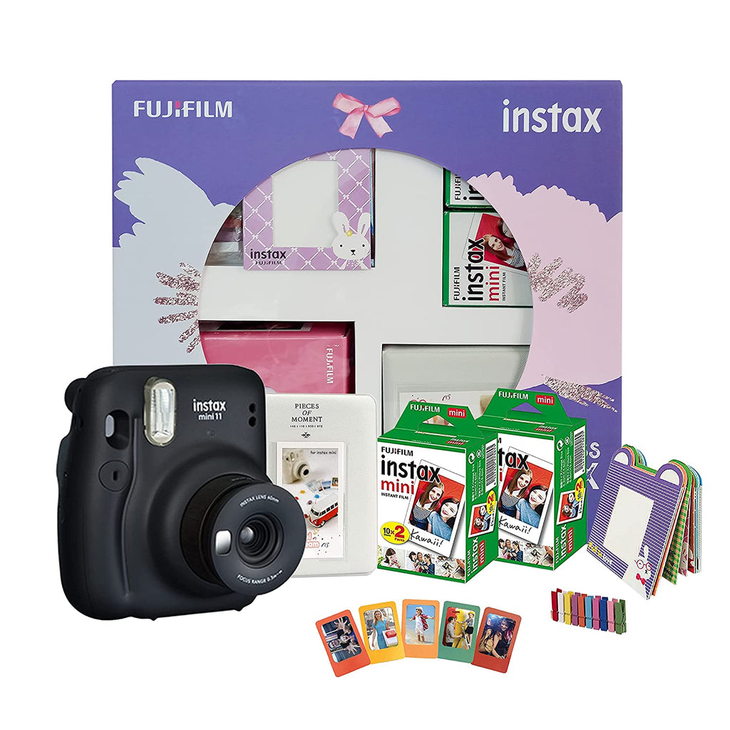 Open Box, Unused Fujifilm Instax Mini 11 Instant Camera Charcoal Grey Happiness Box with 40 Shots